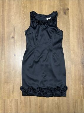 Roulette Black Sleeveless Ruffle-Trim Cocktail Dress